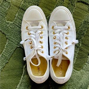 Converse Women's White and Gold Sneakers